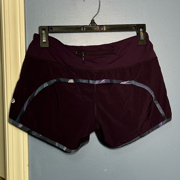 Lululemon Purple Shorts with Patterned Piping - Picture 2 of 7